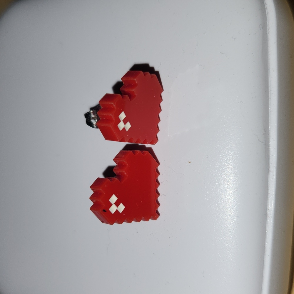 Minecraft pixel heart earrings